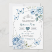ダスティブルーシルバーフローラバタフライキンセアニラ 招待状 (正面)