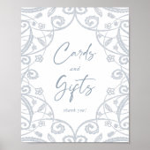 ダスティブルーシルバーフローラレースカー結婚ド&ギフト ポスター (正面)