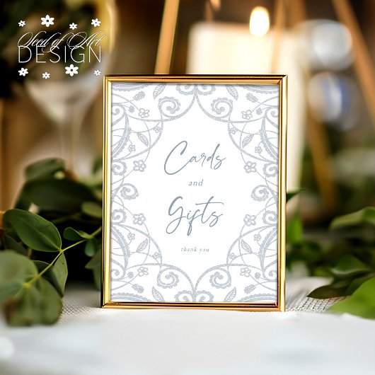 ダスティブルーシルバーフローラレースカー結婚ド&ギフト ポスター