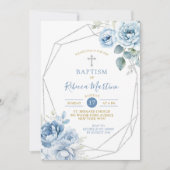 ダスティブルーシルバーフローラ幾何学洗礼 招待状 (正面)