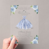ダスティブルーシルバープリンセスドレスキンセアニラ アクリル招待状 (インサイチュ (ポータブル))