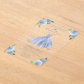 ダスティブルーシルバープリンセスドレスキンセアニラ アクリル招待状 (レイダウン)