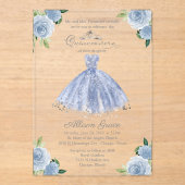 ダスティブルーシルバープリンセスドレスキンセアニラ アクリル招待状 (正面)