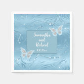 ダスティブルーシルバー結婚グリッター スタンダードカクテルナプキン (正面)