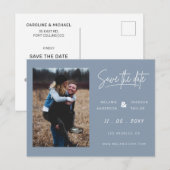 ダスティブルーシンプルの写真の日付を保存 案内ポストカード (正面/裏面)