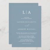 ダスティブルーシンプルエレガント1結婚式招待状 招待状 (正面/裏面)