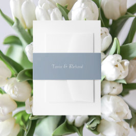 ダスティブルーシンプルスタイル化された名結婚前 招待状ベリーバンド