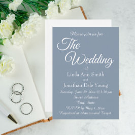 ダスティブルーシンプルスタイル結婚ズ 招待状