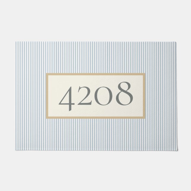 ダスティブルーシンプルストライプクラシック ドアマット (正面)