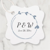 ダスティブルーシンプルハートリースモノグラム結婚ズ フェイバータグ (正面)