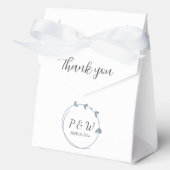 ダスティブルーシンプルハートリースモノグラム結婚ズ フェイバーボックス (正面)