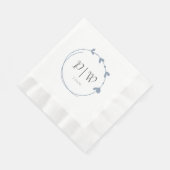 ダスティブルーシンプルハートリースモノグラム結婚ズ 縁ありランチョンナプキン (角)