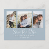 ダスティブルーシンプルフォトコラージュQRコード ポストカード (正面)