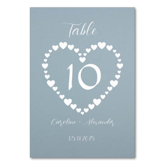 ダスティブルーシンプルフローラスクリプミニマルトシック テーブルナンバー (正面)