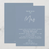 ダスティブルーシンプルブライダルシャワーエレガント 招待状 (正面/裏面)