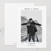 ダスティブルーシンプルミニマリスト写真保存日 セーブザデート (正面/裏面)