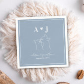 ダスティブルーシンプルミニマリスト猫モノグラム結婚ズ スタンダードカクテルナプキン