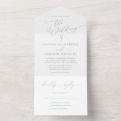 ダスティブルーシンプルミニマル結婚リスト オールインワン招待状 (内側)