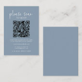ダスティブルーシンプルミニマルQRコードウェディングRSVP エンクロージャーカード (正面/裏面)