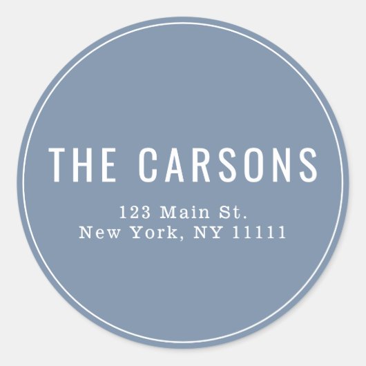 ダスティブルーシンプル差出人住所ラベル ラウンドシール (正面)