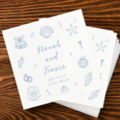 ダスティブルーシーシェルビーチコースト結婚ーズ スタンダードカクテルナプキン