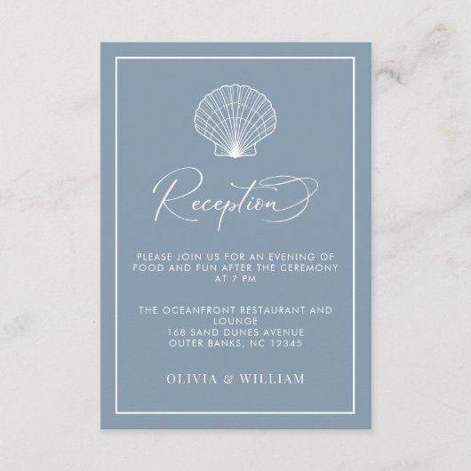 ダスティブルーシーシェルビーチ結婚式披露宴 エンクロージャーカード (正面)