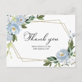 ダスティブルージオメトリックブライダルシャワーありがとう ポストカード (正面)