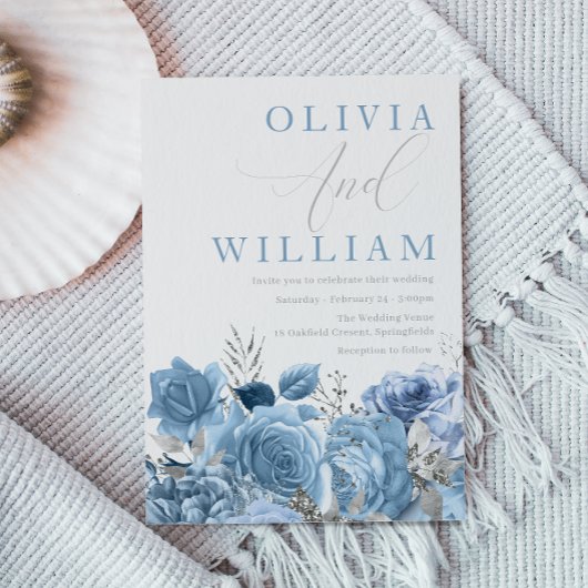 ダスティブルースカイブルーフローラ結婚ズ 招待状