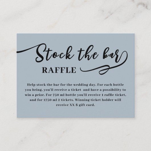 ダスティブルースクリプトストックバーブライダルシャワー エンクロージャーカード (正面)