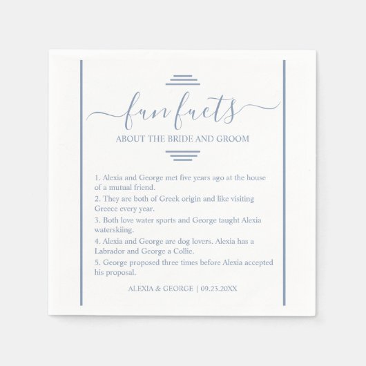 ダスティブルースクリプトタイポグラフィおもしろい結婚ファクトのN スタンダードカクテルナプキン (正面)