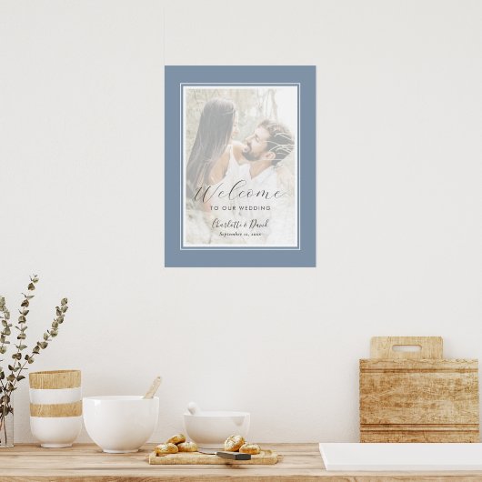 ダスティブルースクリプトフォトウェルカムサイン ポスター (キッチン)