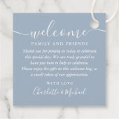 ダスティブルースクリプト結婚のウェルカムギフトバスケットバッグ フェイバータグ (裏面)