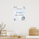 ダスティブルースクープフローラブライダルシャワー歓迎 ポスター (キッチン)