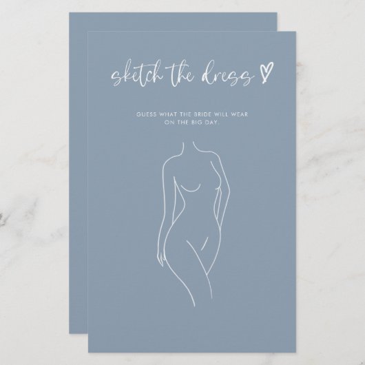 ダスティブルースケッチザドレスブライダルシャワーゲーム (正面/裏面)
