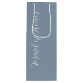 ダスティブルースタイライズドスクリプトメイド・オブ・オーナー（花嫁付き添い人） ワインギフトバッグ (正面)