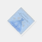 ダスティブルースタイリッシュシルバーグリッターガウンキンセアニラ スタンダードカクテルナプキン (角)