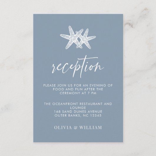 ダスティブルースターフィッシュビーチ結婚式披露宴 エンクロージャーカード (正面)