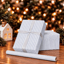 ダスティブルーストライプホリデークリスマス ラッピングペーパー