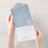 ダスティブルーストリングライツメイスンジャース結婚ズ オールインワン招待状 (貼ってはがせる)