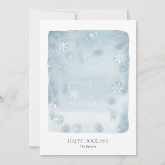 ダスティブルースノーフレークホリデーカード 招待状 (正面)