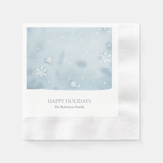 ダスティブルースノーフレーク紙ナプキン 縁ありカクテルナプキン (正面)