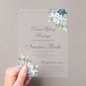 ダスティブルースペインののア結婚クリル招待 アクリル招待状 (インサイチュ (ポータブル))