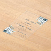 ダスティブルースペインののア結婚クリル招待 アクリル招待状 (レイダウン)