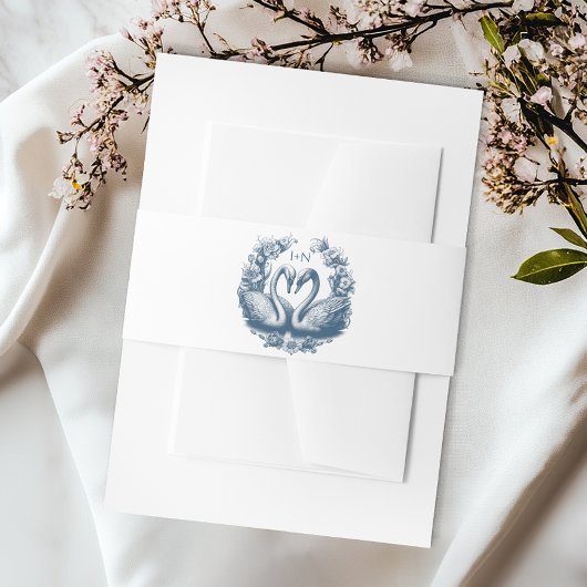 ダスティブルースワン結婚ズベリーバンドモノグラムクレスト 招待状ベリーバンド