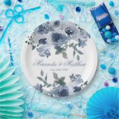 ダスティブルーセージ水の色の牡丹結婚の ペーパープレート (パーティー)