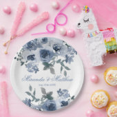 ダスティブルーセージ水の色の牡丹結婚の ペーパープレート (パーティー)