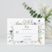 ダスティブルーセージ淡い色のグリーンフレームフローラ 出欠カード (スタンド正面)