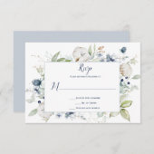 ダスティブルーセージ淡い色のグリーンフレームフローラ 出欠カード (正面/裏面)
