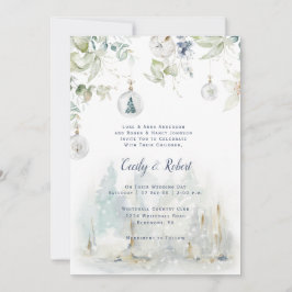 ダスティブルーセージ緑のフローラスノーグローブ結婚ズ 招待状