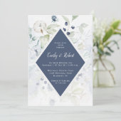 ダスティブルーセージ緑のフローラダイヤモンドフレーム結婚ズ 招待状 (スタンド正面)